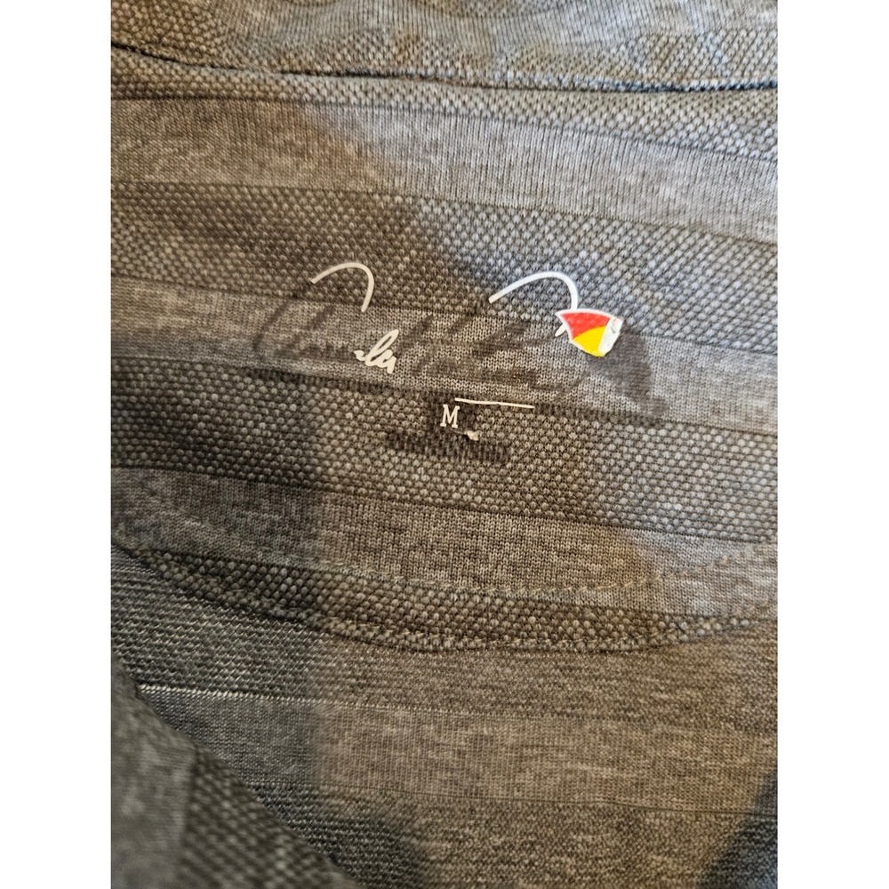 Arnold Palmer Spiked Mens Grey Striped Golf Polo Shirt Medium Short Sleeve Logo - Picture 6 of 8